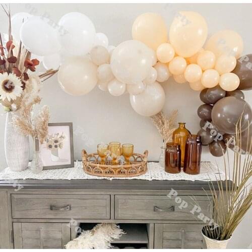 60pcs Balloons Garland Kit Baby Shower Coffee Beige Balloon Arch Peach White Globos Birthday Wedding Party Decor Supplies