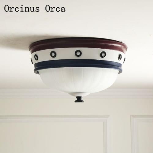 Mediterranean yacht ceiling lamp boys bedroom childrens room lamp modern simple LED color circular ceiling lamp