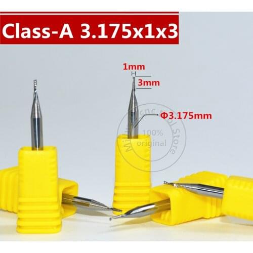 Class-A 3.175mm*1.0mm*3mm,CNC wood tool,carbide End Mill,woodworking insert router bit,1 flute end mill,MDF,PVC,Acrylic