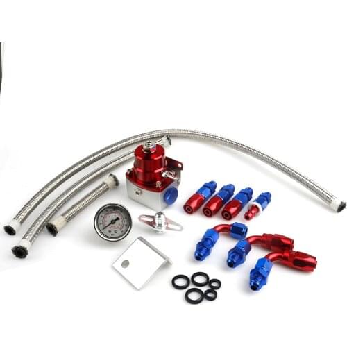 Universal Adjustable Fuel Pressure Regulator Oil 100psi Gauge AN 6 Fitting End-Black