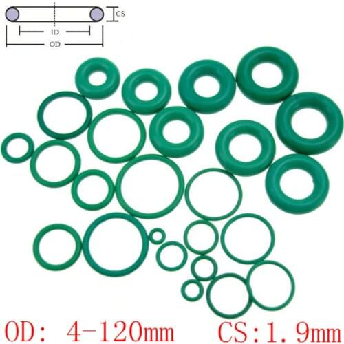Green FKM Fluorine Rubber O Ring O-Ring Oil Sealing Gasket CS 1.9mm OD 4-120mm