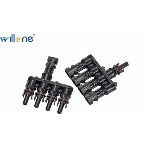 Willone 10 pair free shipping IP67 1000v 4 to 1 solar pv T branch connector