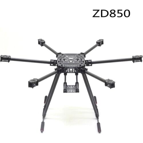 ZD850 Full Carbon Fiber ZD 850 Hexa-Rotor Frame Foldable Arm Hexacopter Kit with Unflodable Landing Gear for FPV