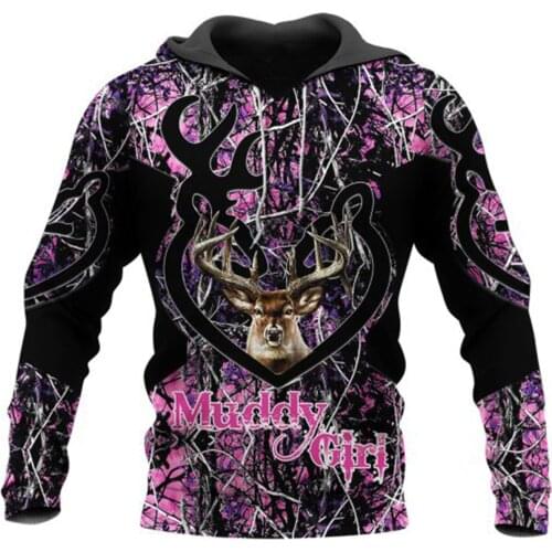 Muddy Girl Pink Camo Deer Hunting 3D Printed Jacket Men/Women Harajuku Hoodie Casual Streetwear Sweatshirt Pullover Sudaderas
