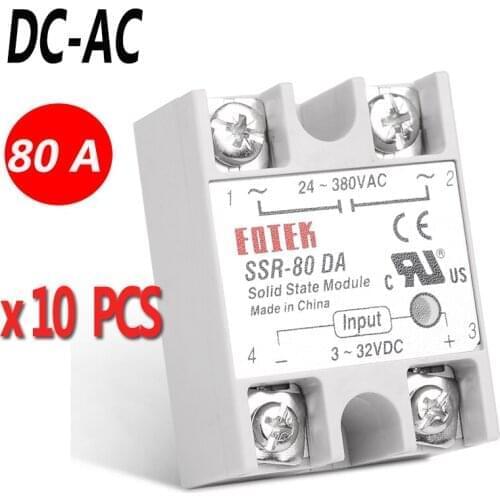10 PCS/Lot 3-32V DC Input and 24-380VAC Output SSR-80DA Sinotimer Brand Industrial Solid State Relay 80A DC-AC