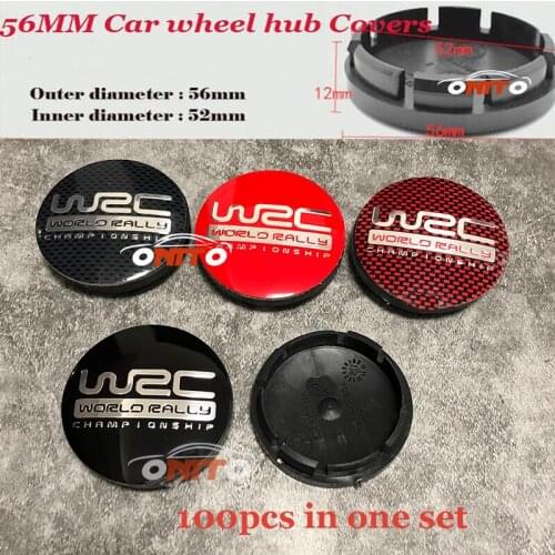 100pcs/set 56mm For WRC logo badge Fit all Car series Car Emblem badge Wheel hub Caps Auto Rims wheel center covers car-styling