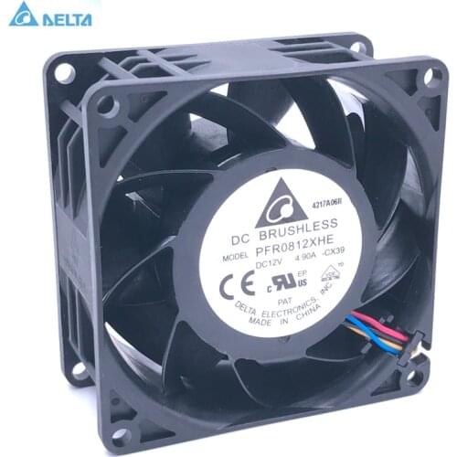 For delta PWM cooling fan 8038 PFR0812XHE 80*80*38mm DC12V 4.9A 13300RPM 140CFM 4-Pin
