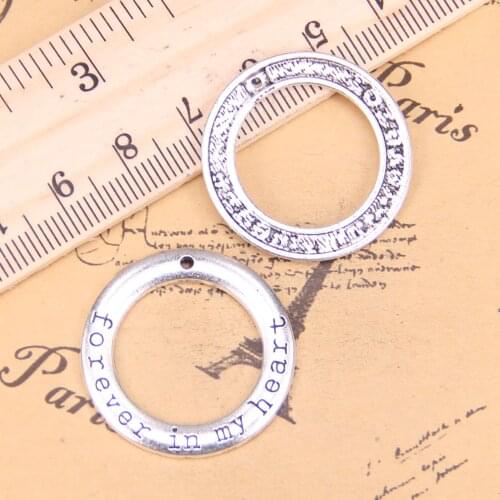 8pcs Charms circle forever in my heart 28mm Antique Pendants,Vintage Tibetan Silver Jewelry,DIY for bracelet necklace