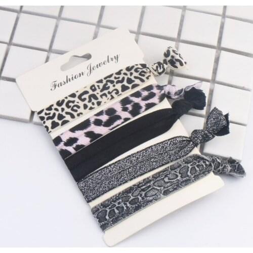 5pcs/set New Fashion Leopard Print Elastic Hair Bands Yoga Hair Ring Hair Accessories Women and Girls Headdress Hearwear