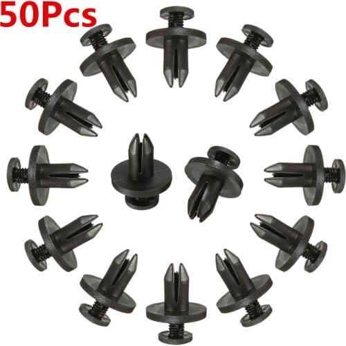 50pcs Universal Car Truck Bumper Fender Rivet Fastener Clips 6mm Hole Black