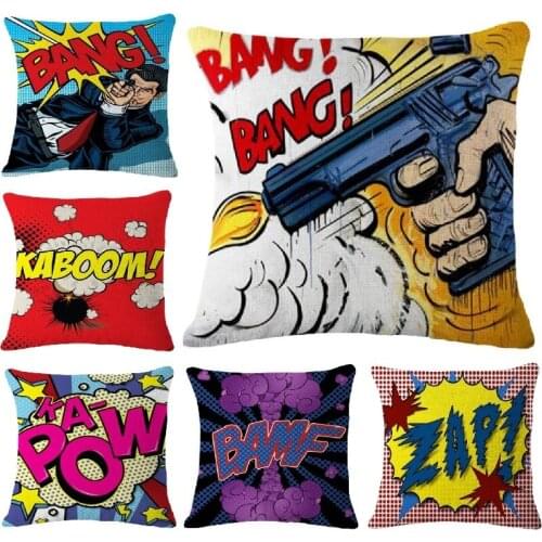 Cushion Cover Pop Art Boom Pillows Cover Fashion Linen Pillow Case Home Decoration Car Sofa Decorative Pillowcase 45x45cm