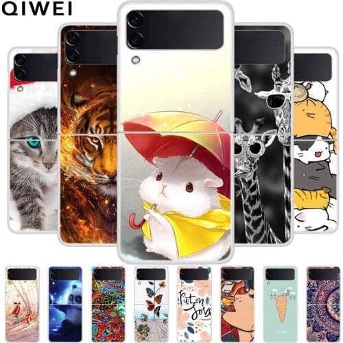 For Samsung Galaxy Z Flip3 5G Case Animals Painted Hard PC Phone Cover for Galaxy Z Flip 3 Back Shells Z Flip3 2021 Case Protect