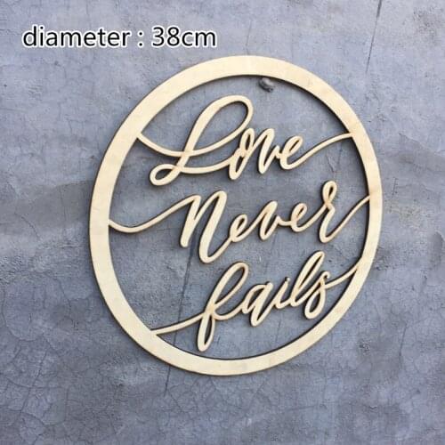 Wood Letters Round Shape Love Never Fail Wedding Signs for Rustic Wedding Decoration Photo Props