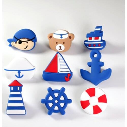 Cute cartoon children room soft rubber security anti-collision drawer shoe cabinet small knob Train sailboat plane model handle