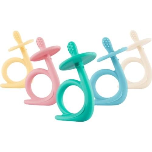 Baby Teether Three-dimensional Snail Silicone Molar Stick Toy Baby Soothing Teether Children Anti-Eating Hand Bites Chewing