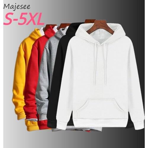 Men with Hat Hoodies Plus Size 5XL Solid Simple Mens Basic All-match Various Colors Outwear Trendy Chic Casual Sweatshirts New