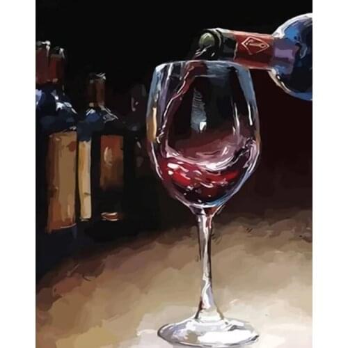 GATYZTORY Red Wine DIY Painting By Numbers Home Wall Art Picture Paint By Numbers Calligraphy Painting 60x75cm Artwork