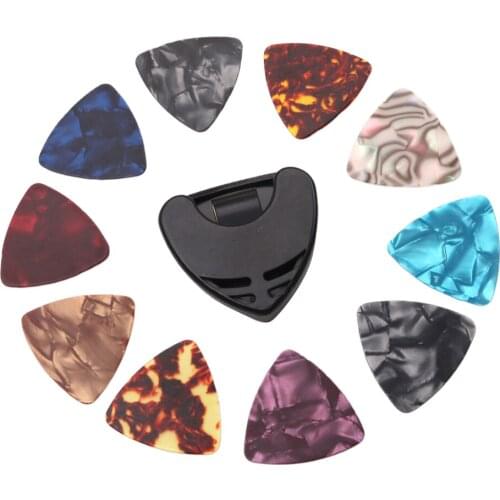 Guitar Pick Plectrums Holder Box Case + 10pcs Guitar Picks DIY Replacements