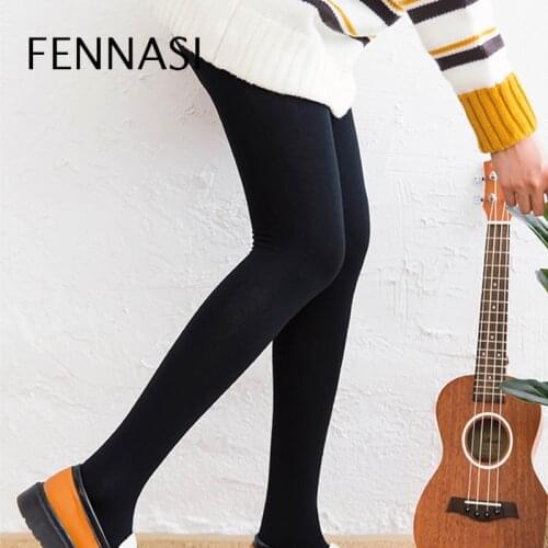 FENNASI 2019 Lady Fashion Nylons Tights Sticky Woman Compression Black Classic Tights Women Winter Warm Tights