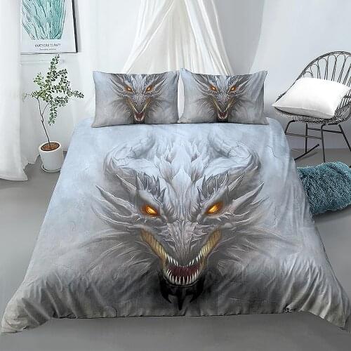 Dragon Head 3D Bedding Set for Bedroom Decor Duvet Cover King Queen Size Printing Bed Set Home Textiles Bedclothes 2/3pcs