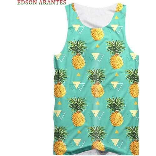 Tropical style vacation Tank Tops New 3d Print Pineapple fruit Men Women Casual Tank Tops Fashion Male Sleeveless Vest Shirts
