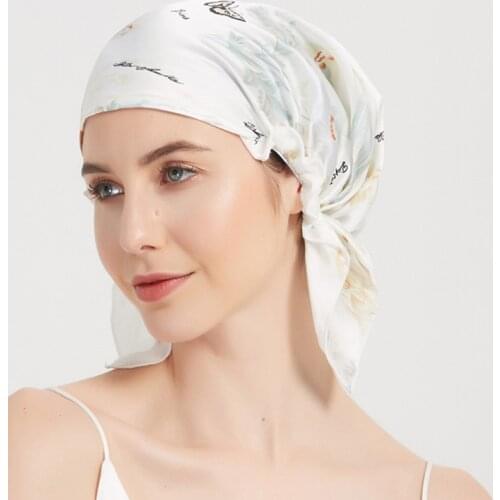 New 100% Silk Night Cap Soft Sleeping Cap Night Wrap Head Cover for Hair Care Elastic Band
