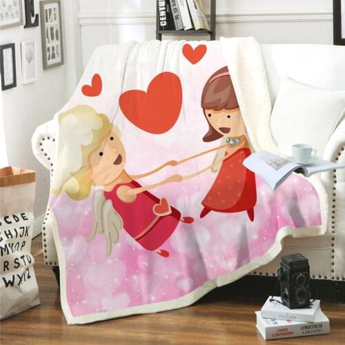 Cupid Love Baby 3D Printed Sherpa Blanket Couch Quilt Cover Travel Bedding Outlet Velvet Plush Throw Fleece Blanket Bedspread 03