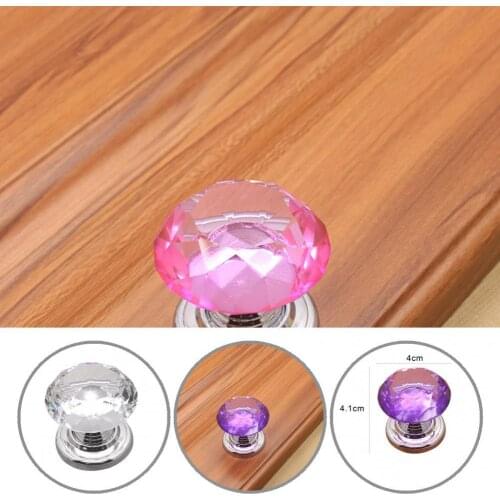 Single Hole Fashionable High Strength Faux Crystal Door Pull Handle Punching Installation for Cabinets