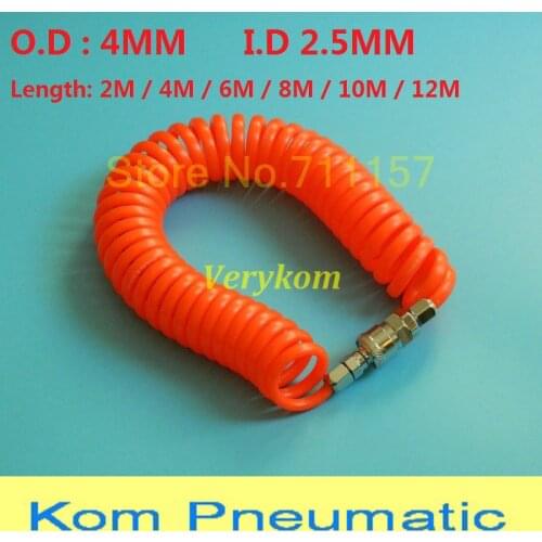 PU 4mm x 2.5mm Polyurethane Air Compressor Hose Tube Flexible Air Tool With Connector PU0425 Spring Spiral Pipe 4*2.5