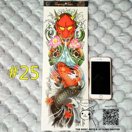 SHNAPIGN"The Red Devil" Full Sleeve Temporary Body Art, 48*17cm Flash Tattoo Stickers, Waterproof Tatto Adult Sex Products Henna
