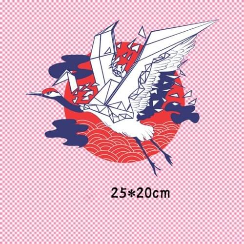 Birds Iron On Transfer Paper Fly Crane Heat Vinyl Ironing On Patches Hot Press Printing Sticker On Clothing DIY Dress Sticker