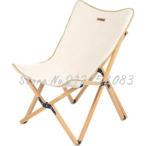 Outdoor Folding Chair Solid Wood Portable Fishing Chair Lazy Family Small Bench Maza Leisure Beach Chair Reclining Chair