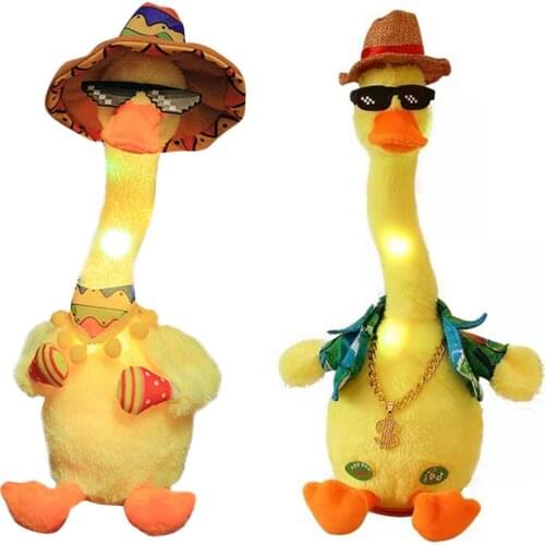Fun Electronic Musical Duck Toy With Lights Singing 60 Songs Dancing Voice Interactive Animal Toys Early Education Plush Toys