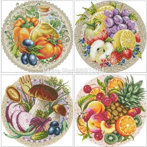 Delicious food Patterns Counted Cross Stitch 11CT 14CT 18CT DIY Cross Stitch Kits Embroidery Needlework Sets home decor