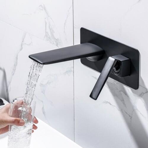 Bright Golden Waterfall Basin Faucet Widespread Bathroom Sink Mixer Tap Wall Mounted Chrome Black White Bathtub Faucet Mixers