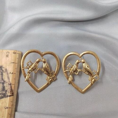 Jewelry earring temperament restoring ancient ways is golden bird fly wing to wing heart-shaped earrings earrings D81
