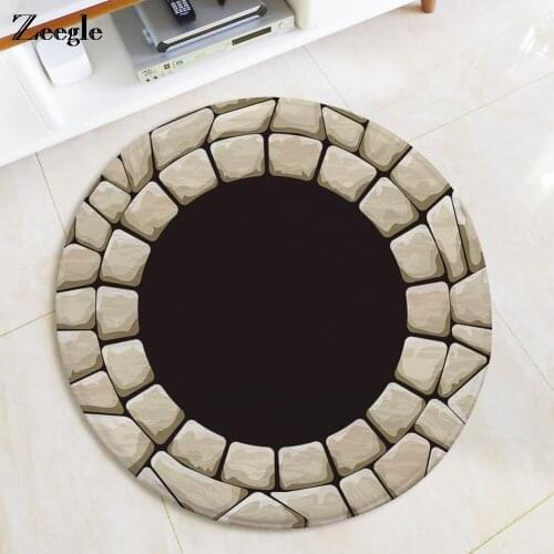 Zeegle 3D Carpet For Living Room Flannel Round Mat Rug Non-slip Carpet Kids Room Bedroom Mats Computer Chair Area Rug Floor Mats
