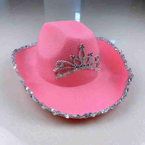 Pink Cowboy Hat for Women Western Tiara Cowgirl Hat For Women Girl Pink Tiara Cowgirl Hat Cowboy Cap Holiday Costume Party Hat