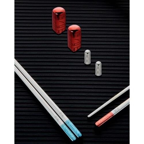 1 Pairs 316L Stainless Steel Chopsticks Kitchen Anti-Scalding Square Household Non-Slip Fu Word Chinese Public Chopsticks