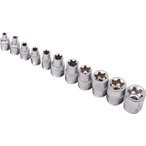 11Pc Female E Torx Star Socket Set Rail E4 - E20 External Star Torque Socket Set