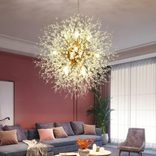 2021 Modern Crystal Dandelion Chandelier Lighting Pendant Lamp For Living Room Dining Room Home Decoration WF-P40GD Winfordo