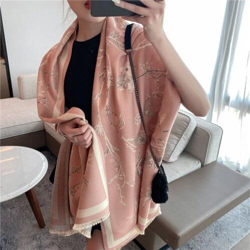 2021 Women Scarf Brand Thick Shawl Luxury Print Winter Blanket Pashmina Cashmere Hijab Wrap Bandana Echarpe Ladies Large Wrap
