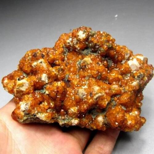 259g Spessartine Garnet on Feldspar Matrix - crystals and stones healing Mineral specimen Home Decor feng shui decoration