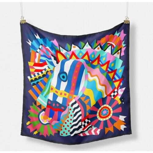 53cm Brand Square Scarf Women 2021 Design Horse Luxury Silk Scarf Bandana Headband Fashion Hijab Neckerchief For Ladies 2021 New