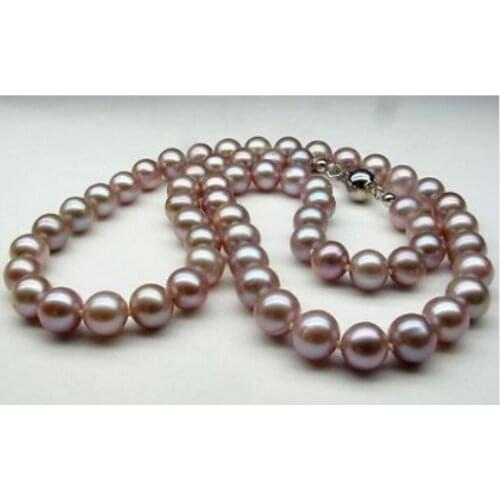 AAA 10-11mm elegant round south sea lavender pearl necklace18inch 925s>>> women jewerly Free shipping