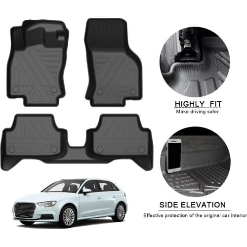 Car Floor Mats For Audi A3 Sportback E-Tron 2016-2018 TPE Foot Pad Waterproof Rubber Carpets Automobile Interior Accessories