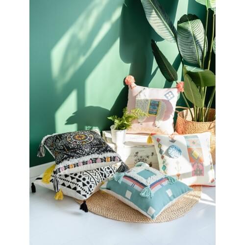 Fringe Christmas Pillow Cover Cojines Decorativos Para Sofa Chair Cushion Living Room Nap Pillow Tufted Literary Pillow case