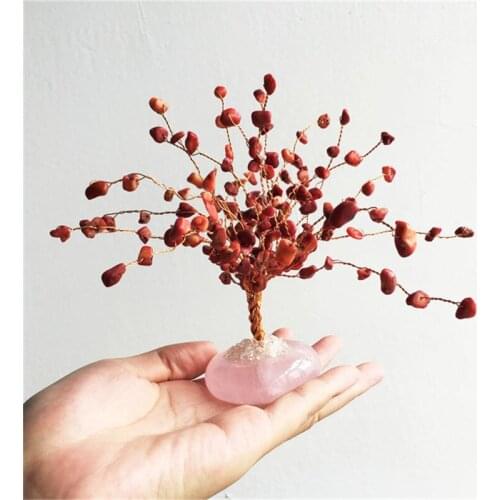 Red jasper chips gemstone chakra crystal tree with golden copper wire for christmas decoration and gifts