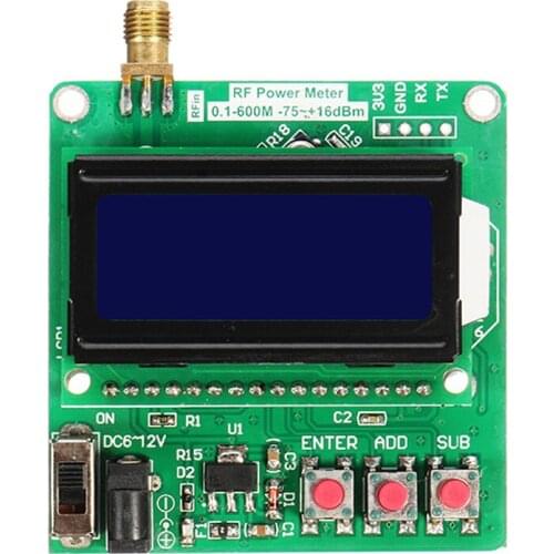 Digital Radio Frequency Power Meter -75~+16dBm Power Attenua 1-600MHz Radio Frequency Attenuation Value
