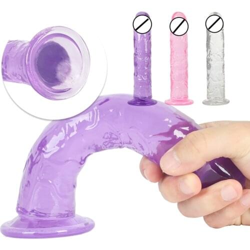 Erotic Soft Jelly Dildo Anal Butt Plug Realistic Penis Strong Suction Cup Dick Toy for Adult G-spot Orgasm Sex Toys for Woman